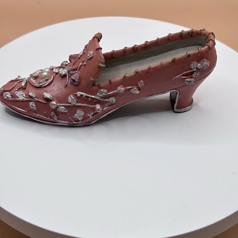 Vintage Style Miniature Shoe Sculptures Pink Floral & Teal Rhinestone Decorative - Picture 11 of 16